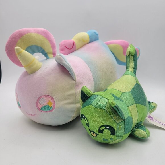 Aphmau MeeMeows Mystery Plush Lot - Celestial Emerald 6" & Rainbow Unicorn 12" - Picture 1 of 14